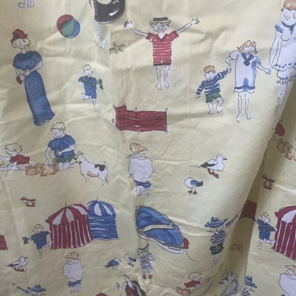 Laura Ashley Nautical Seaside Shower Curtain 71" x 68" Beach Yellow Cotton Vtg - Picture 3 of 8